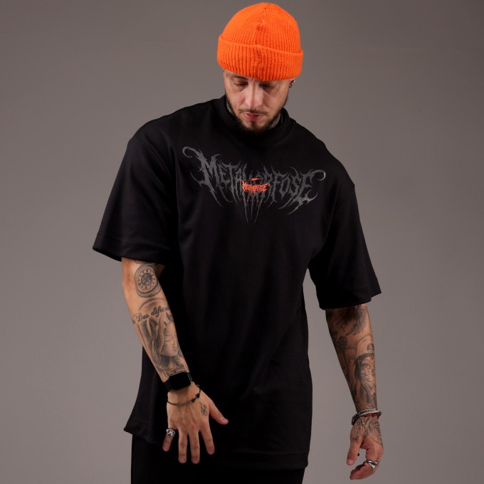 Camiseta Oversized Heavy Trash Preta
