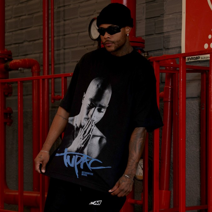 Camiseta Oversized Heavy 2PAC Preta