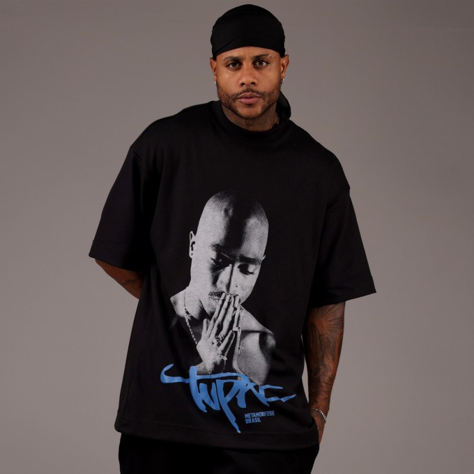 Camiseta Oversized Heavy 2PAC Preta