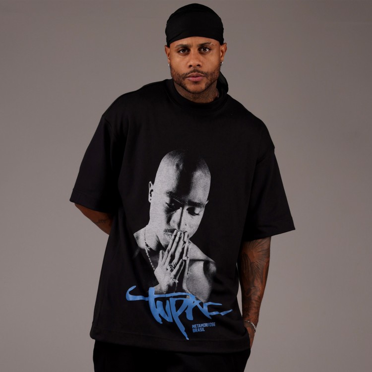 Camiseta Oversized Heavy 2PAC Preta