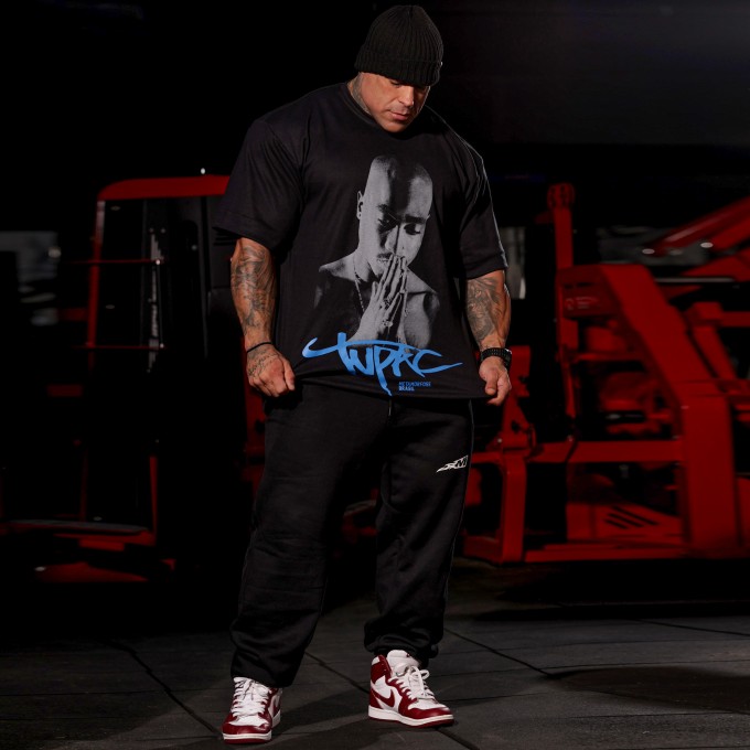 KIT Oversized Heavy TUPAC e Calça Moletom Baggy Preta