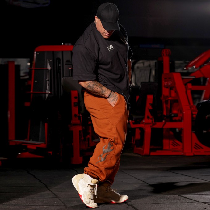 KIT Oversized Heavy 4Win Preta e Calça Moletom Baggy Terracota