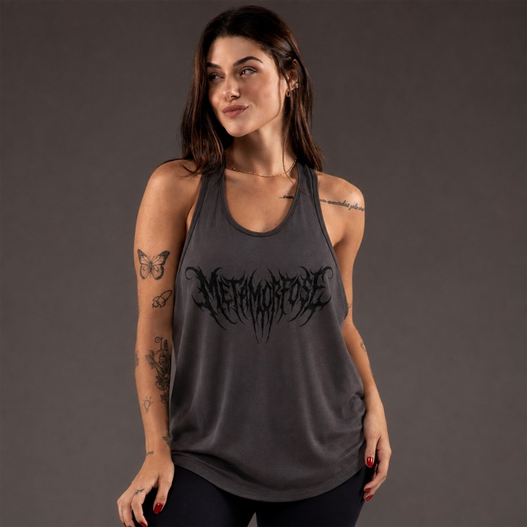Regata Feminina Cavada Dryfit Trasher Cinza Chumbo