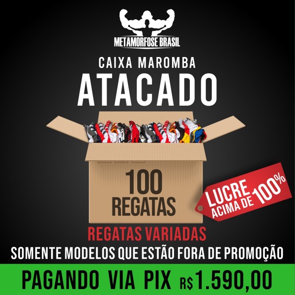 Caixa Maromba ATACADO (100 Regatas) + Frete Grátis