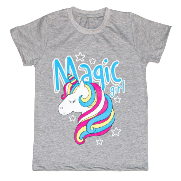 Camiseta Infantil Menina Unicornio Mescla