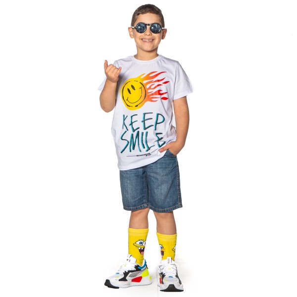 Camiseta Infantil Menino Keep Smile Branca