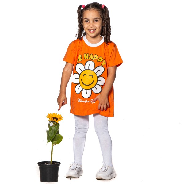 Camiseta Infantil Menina Be Happy Laranja