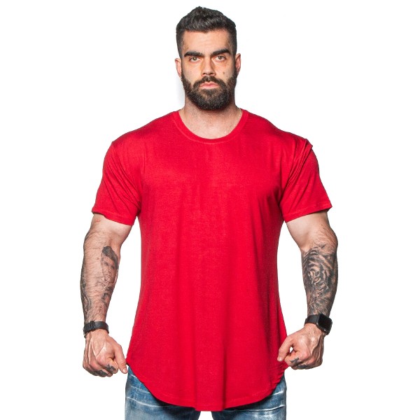 Camiseta Longline Basica Lisa Vermelha